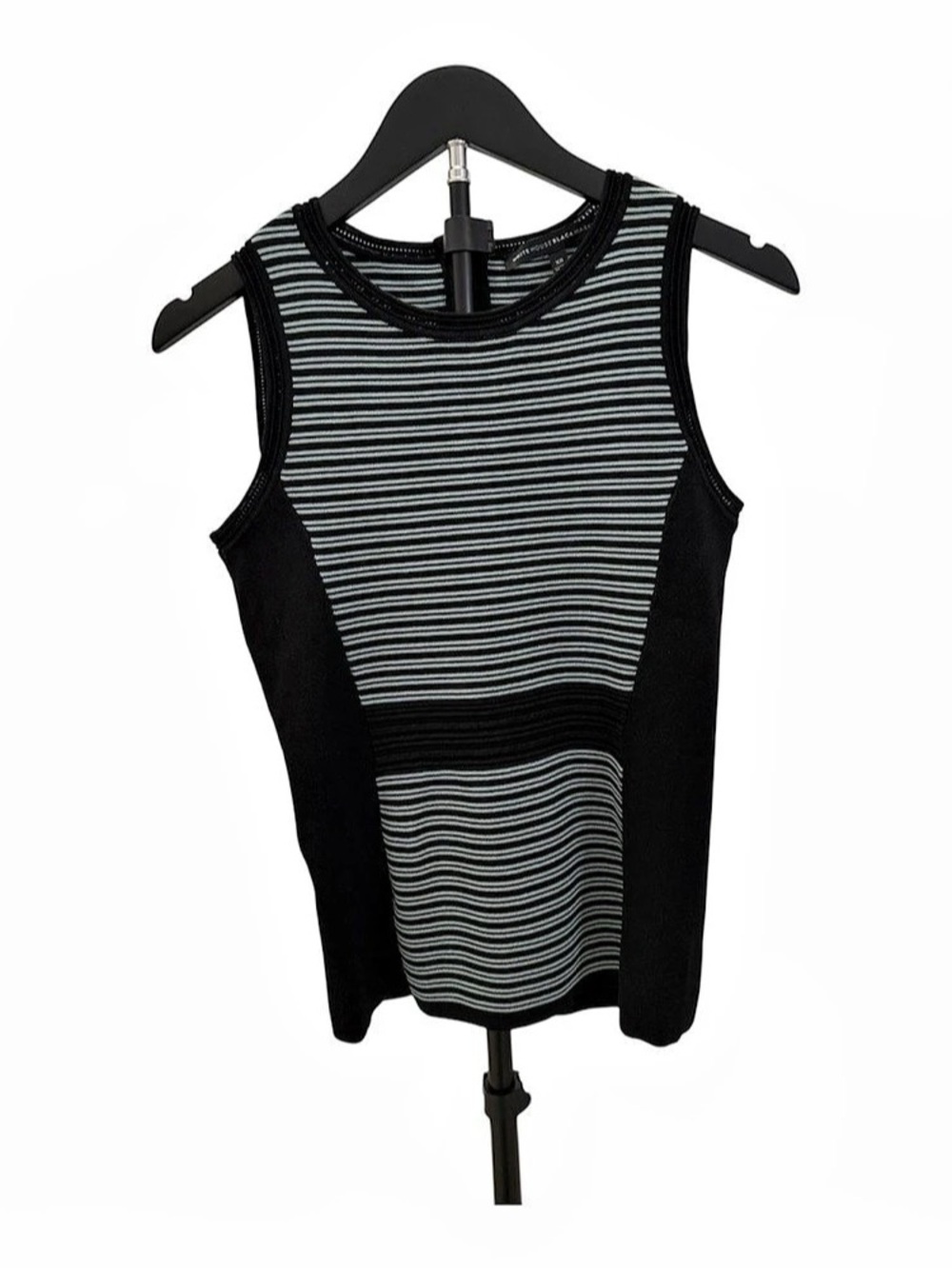 White House Black Market Striped Knit Sweater Tank Black & green XS